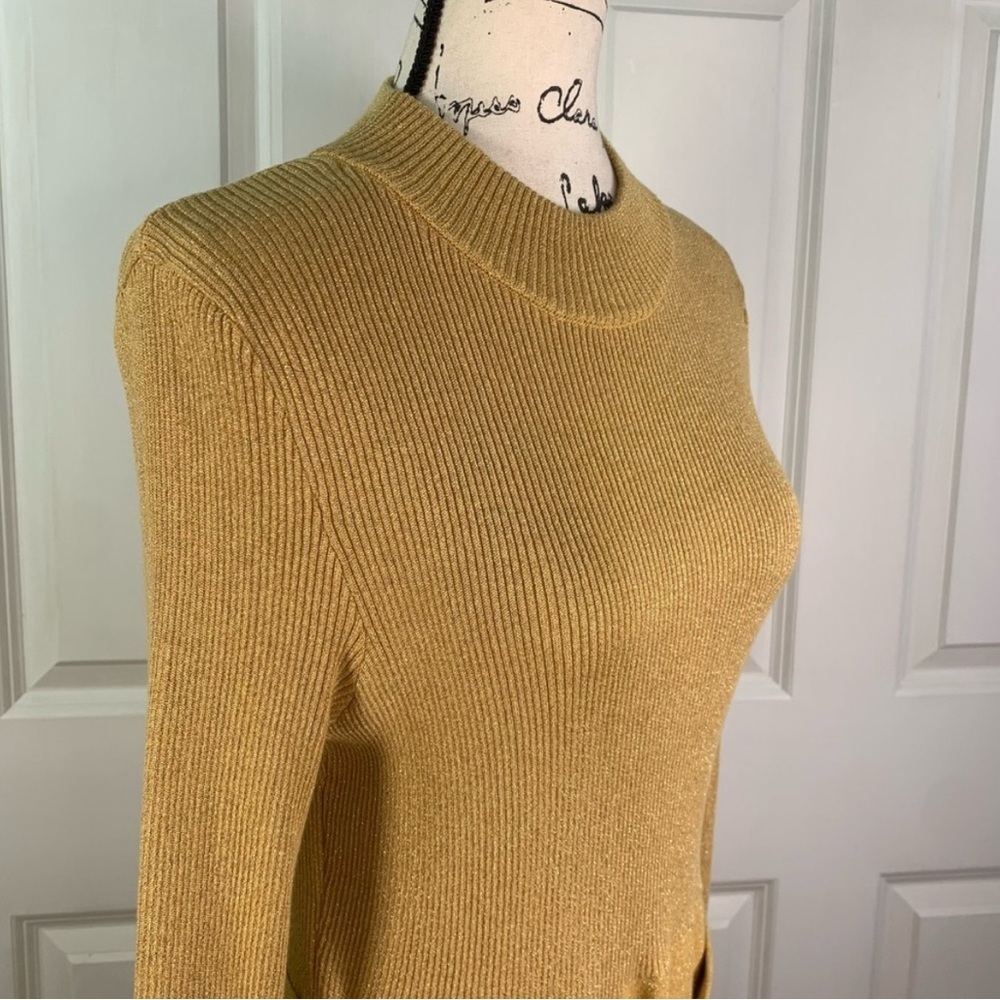 NWOT Free People Gold Ribbed Belted Mini Dress - Picture 10 of 15
